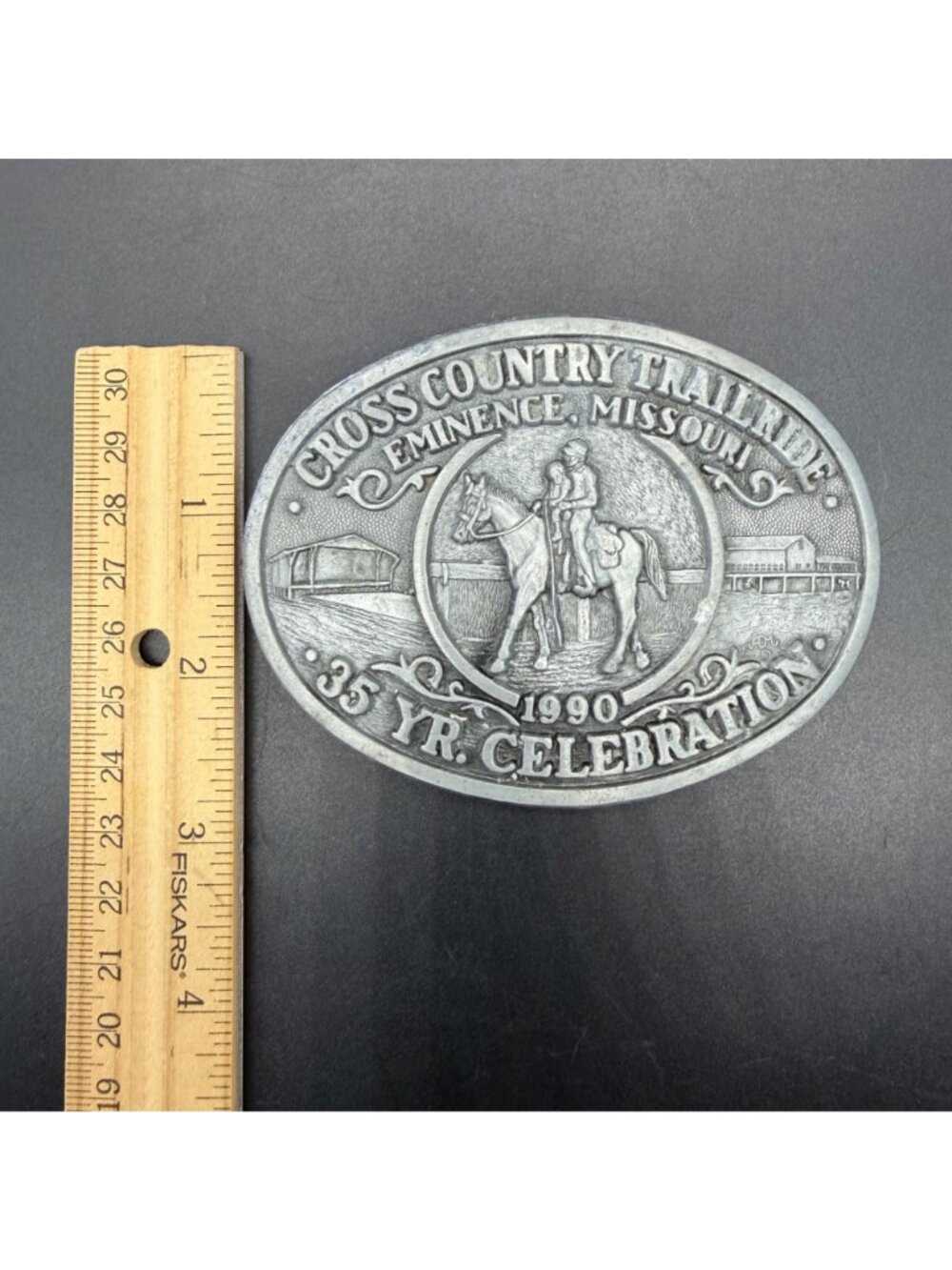 Vintage Belt Buckle Cross Country Trail Ride Eminence Missouri Western Cowboy - Picture 9 of 10
